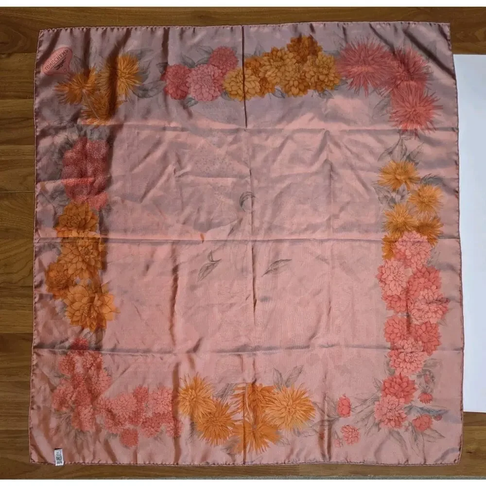 Longchamp Colorful 100% Silk Scarf Hand Rolled Excellent Condition 35